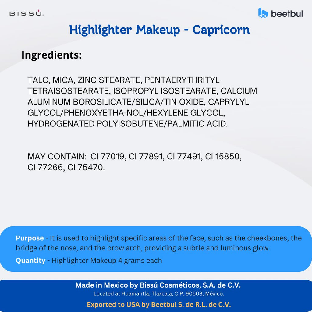 Bissú Powder Highlighter – Lightweight Silky Glow in 10 Shades (Capricorn 08, 4.5 g)