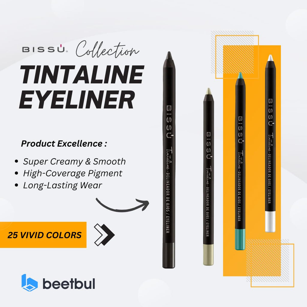 Bissú Tintaline Eyeliner – 25 Vivid Colors, High-Coverage & Smudge-Proof (Champagne)