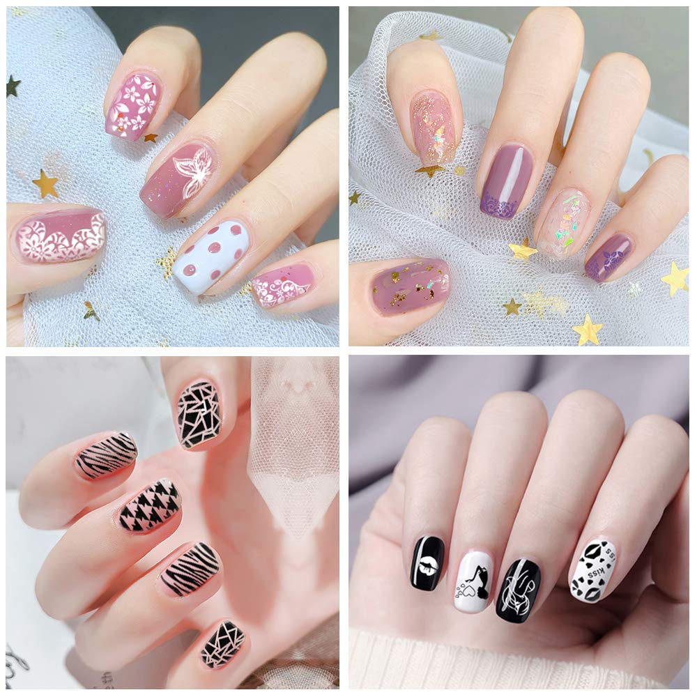 Biutee Nail Stamping Plates Set – 12 Plates, 8 Colors, Stamper & Scraper
