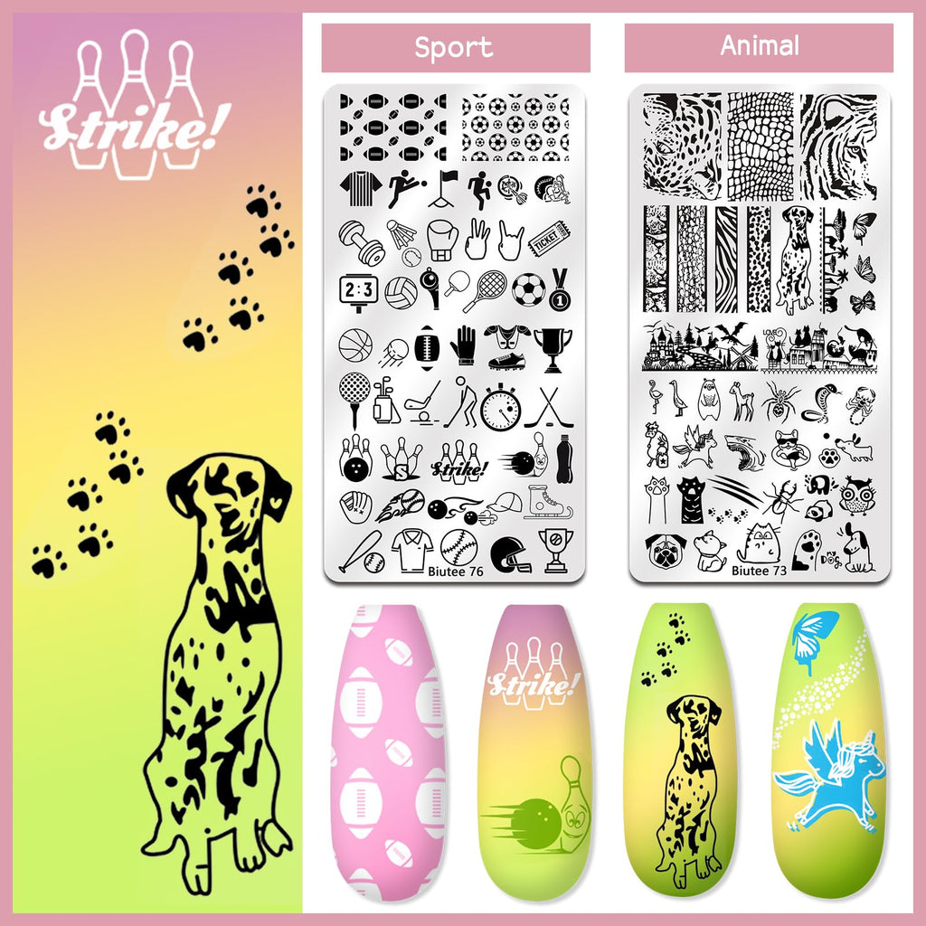 Biutee Nail Stamper Kit 22Pcs – Gel Nail Stamping Set with 12 Plates & 8 Polishes