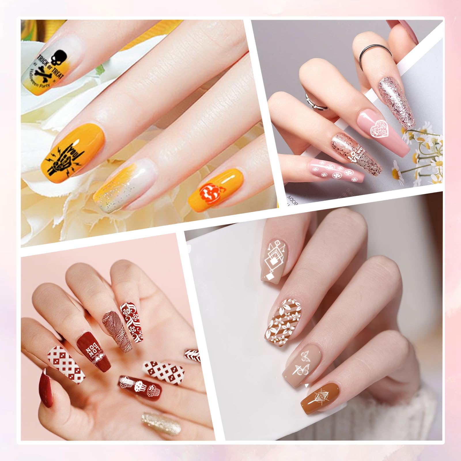 Biutee Nail Stamping Plates Set – 12 Plates, 8 Colors, Stamper & Scraper