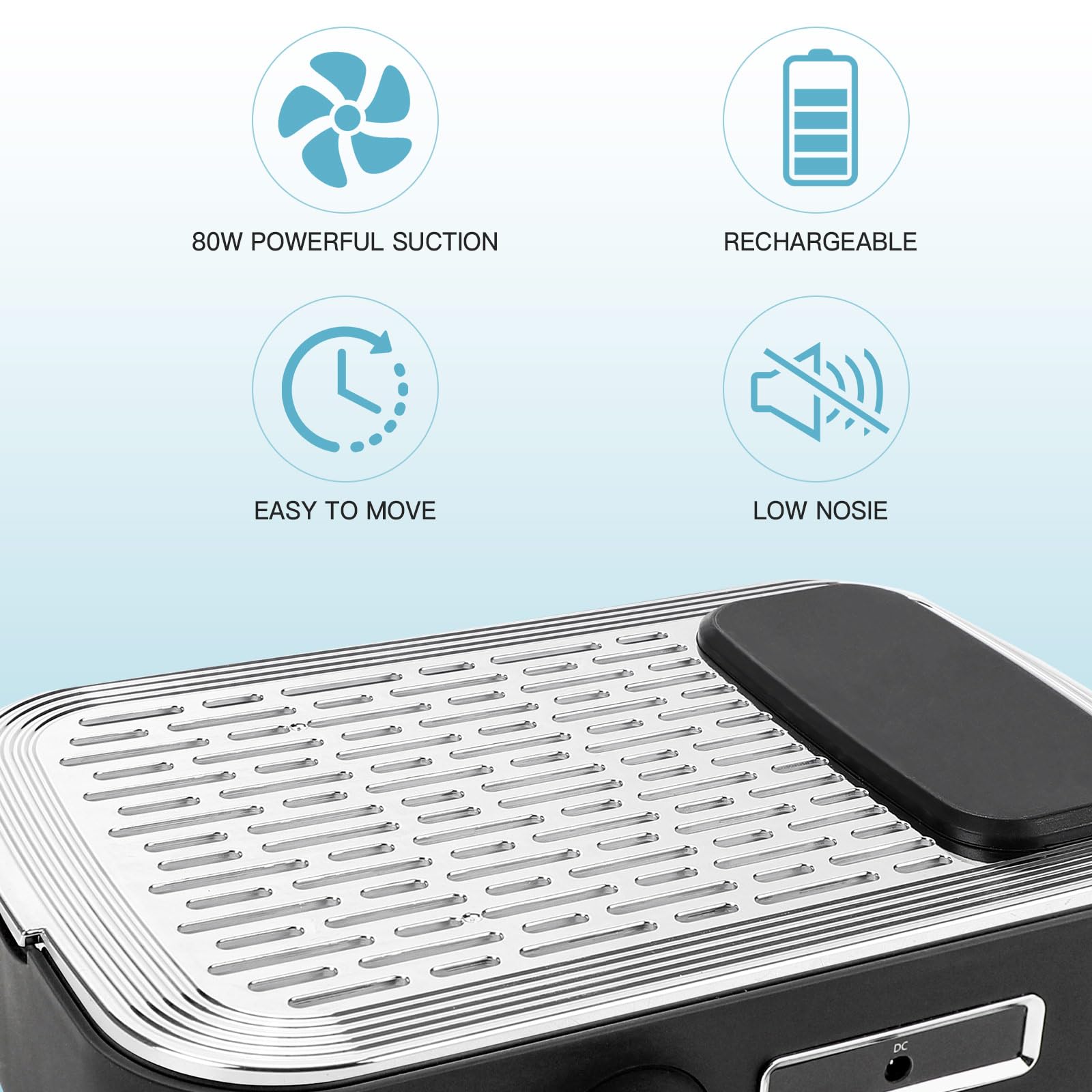 Biutee Rechargeable Nail Dust Collector — 80W Power, 2 Reusable Filters, Adjustable Suction