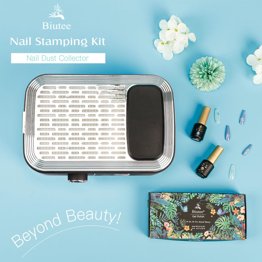 Biutee Rechargeable Nail Dust Collector — 80W Power, 2 Reusable Filters, Adjustable Suction