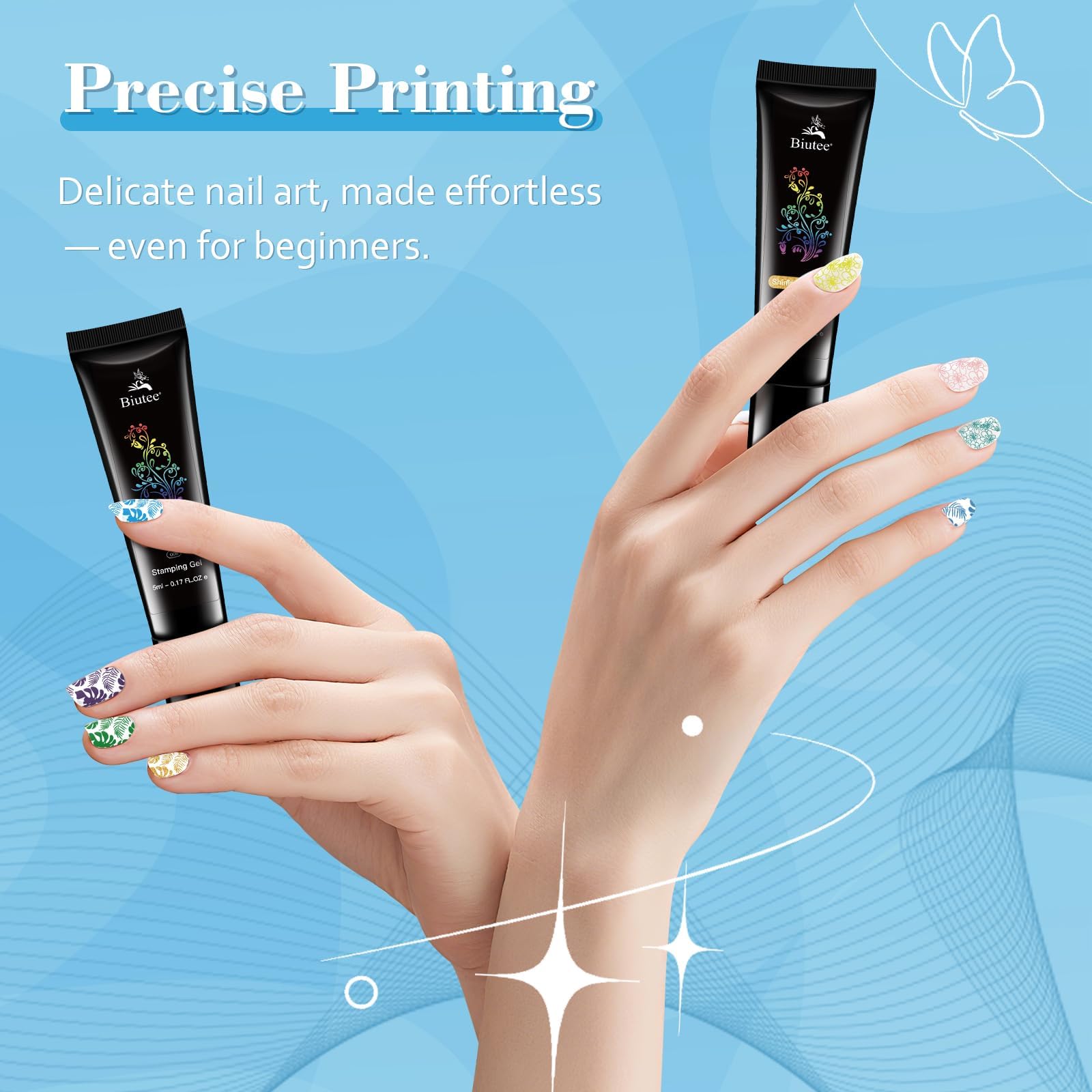 Biutee Nail Stamping Gel Polish – 24 Colors, 0.17 Fl Oz, Soak Off, UV/LED Cure