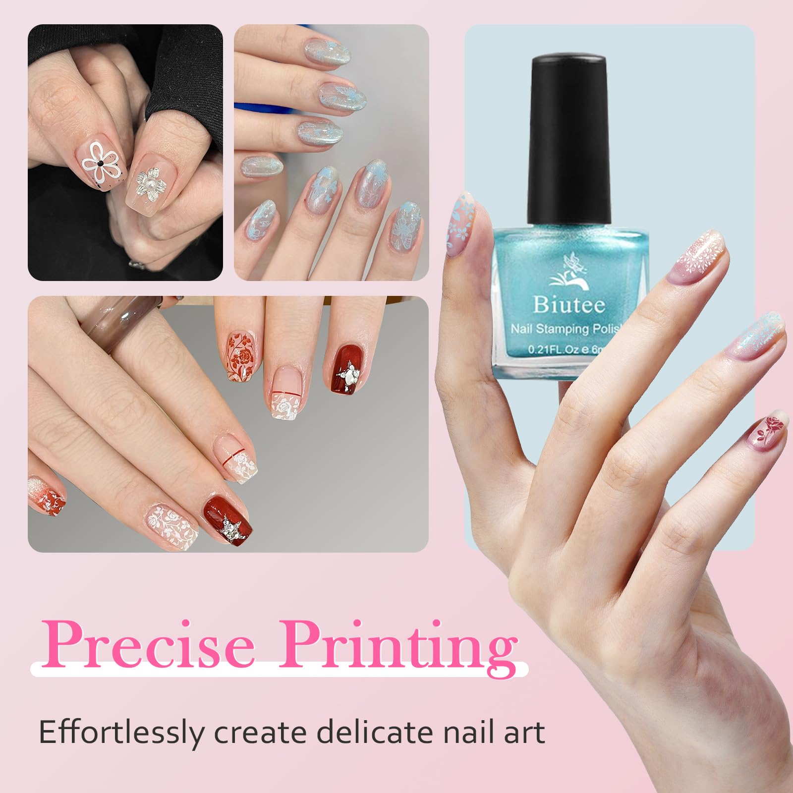 Biutee Nail Stamping Polish - 12 Colors (6ml) - Air Dry, Gift Box