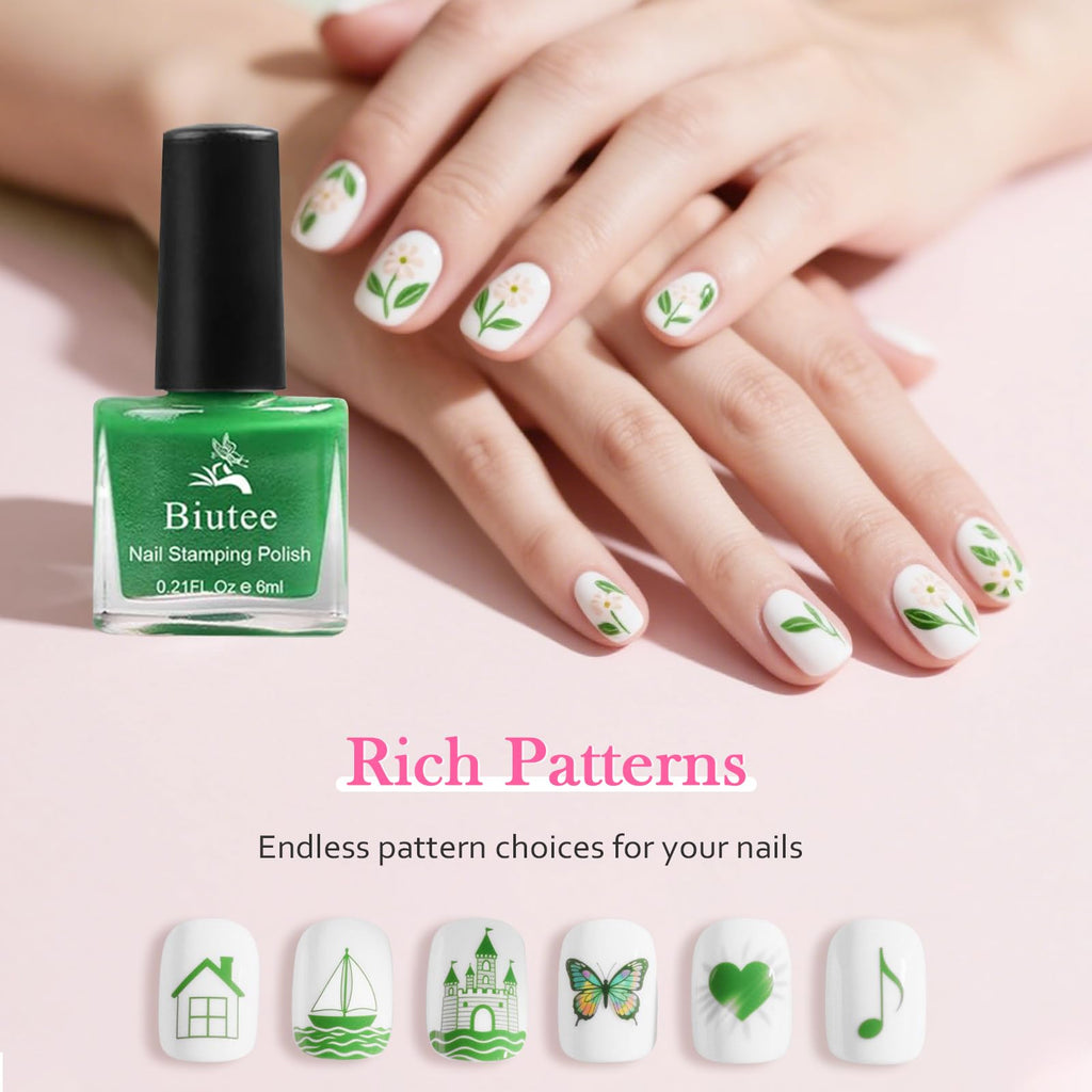 Biutee Nail Stamping Polish - 12 Colors (6ml) - Air Dry, Gift Box
