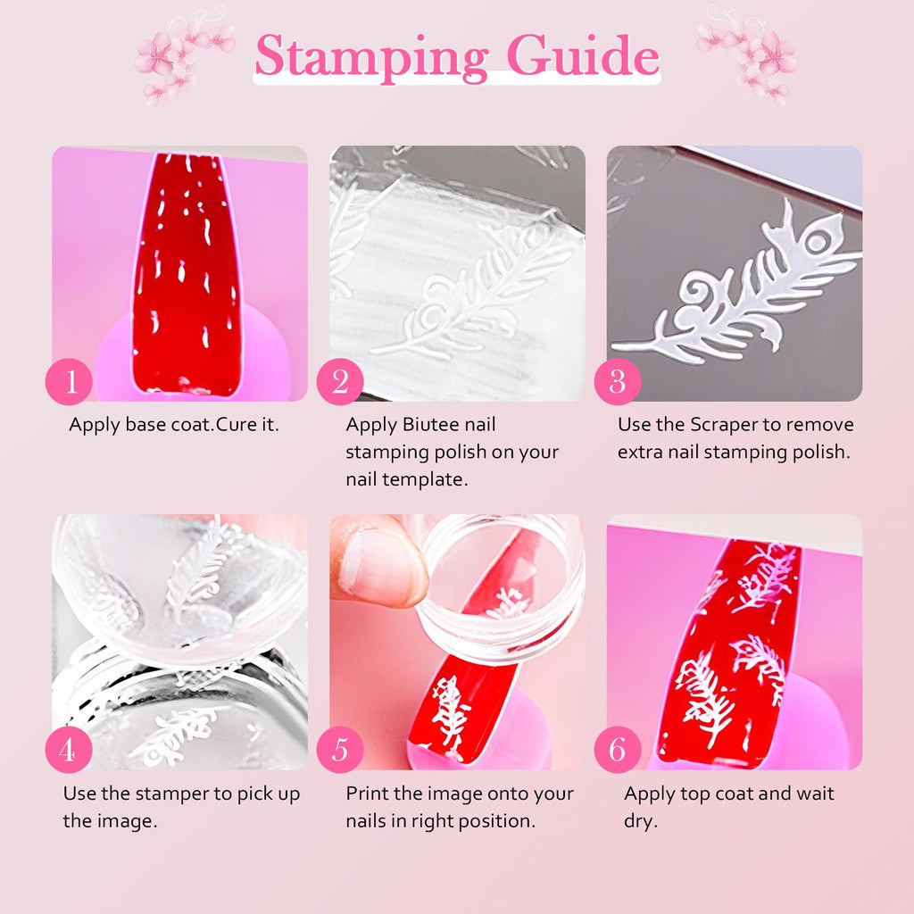 Biutee Nail Stamping Polish - 12 Colors (6ml) - Air Dry, Gift Box