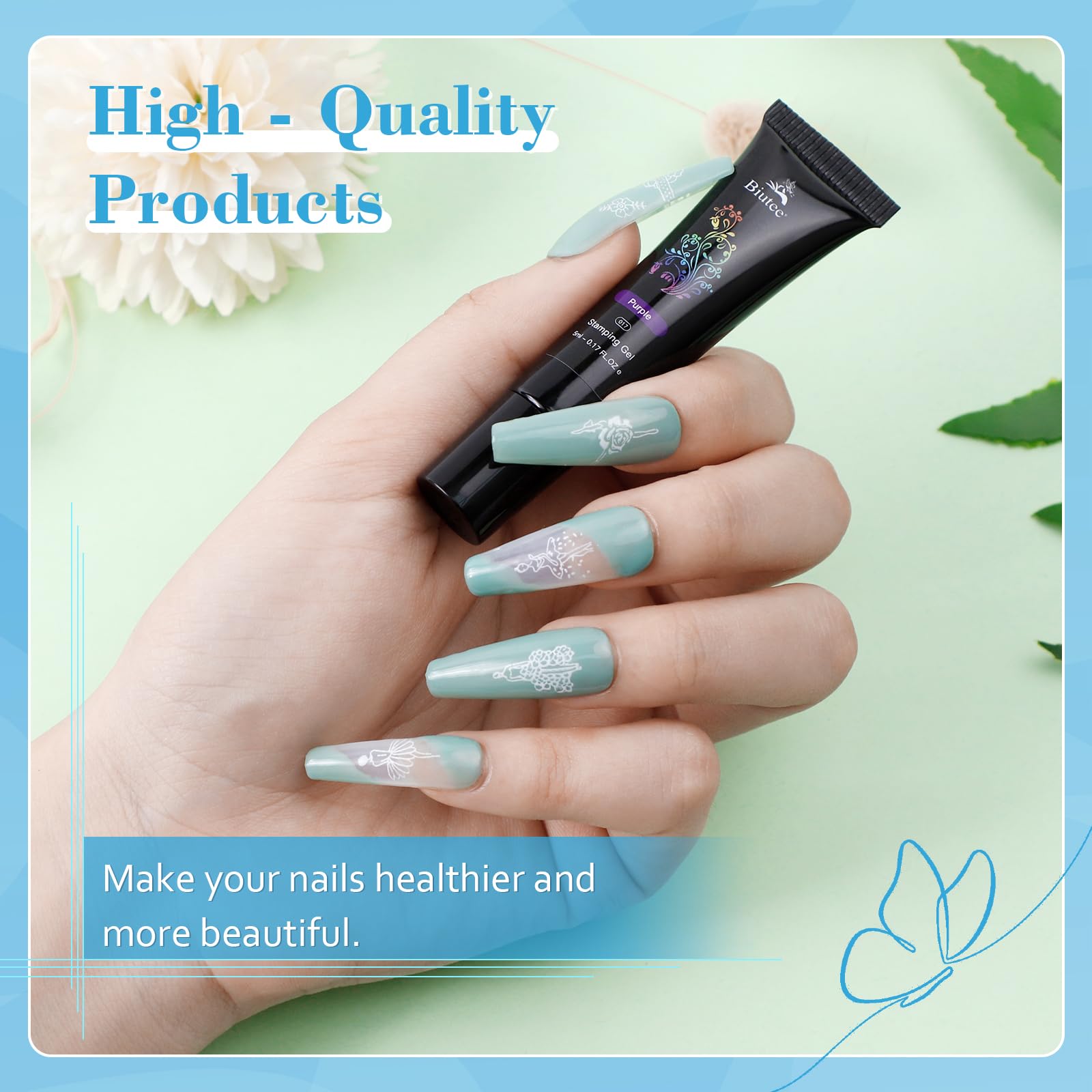 Biutee Nail Stamping Gel Polish – 24 Colors, 0.17 Fl Oz, Soak Off, UV/LED Cure