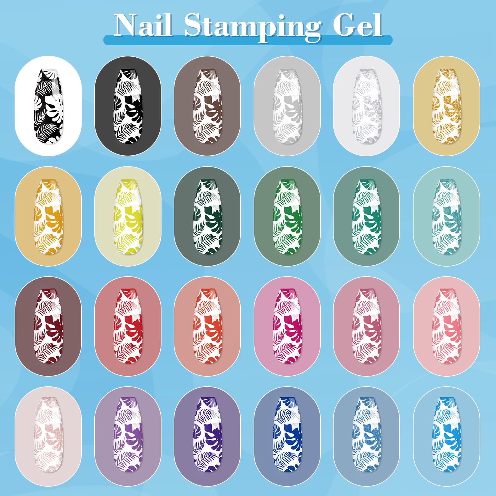 Biutee Nail Stamping Gel Polish – 24 Colors, 0.17 Fl Oz, Soak Off, UV/LED Cure