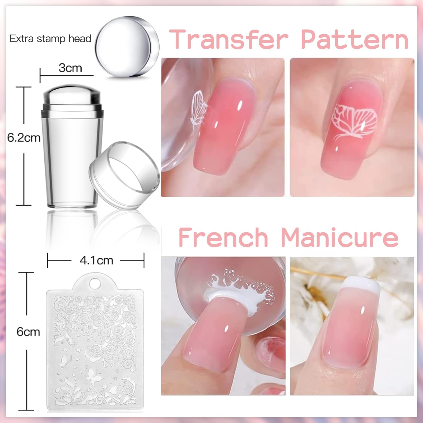 Biutee Nail Stamper Kit 22Pcs – Gel Nail Stamping Set with 12 Plates & 8 Polishes