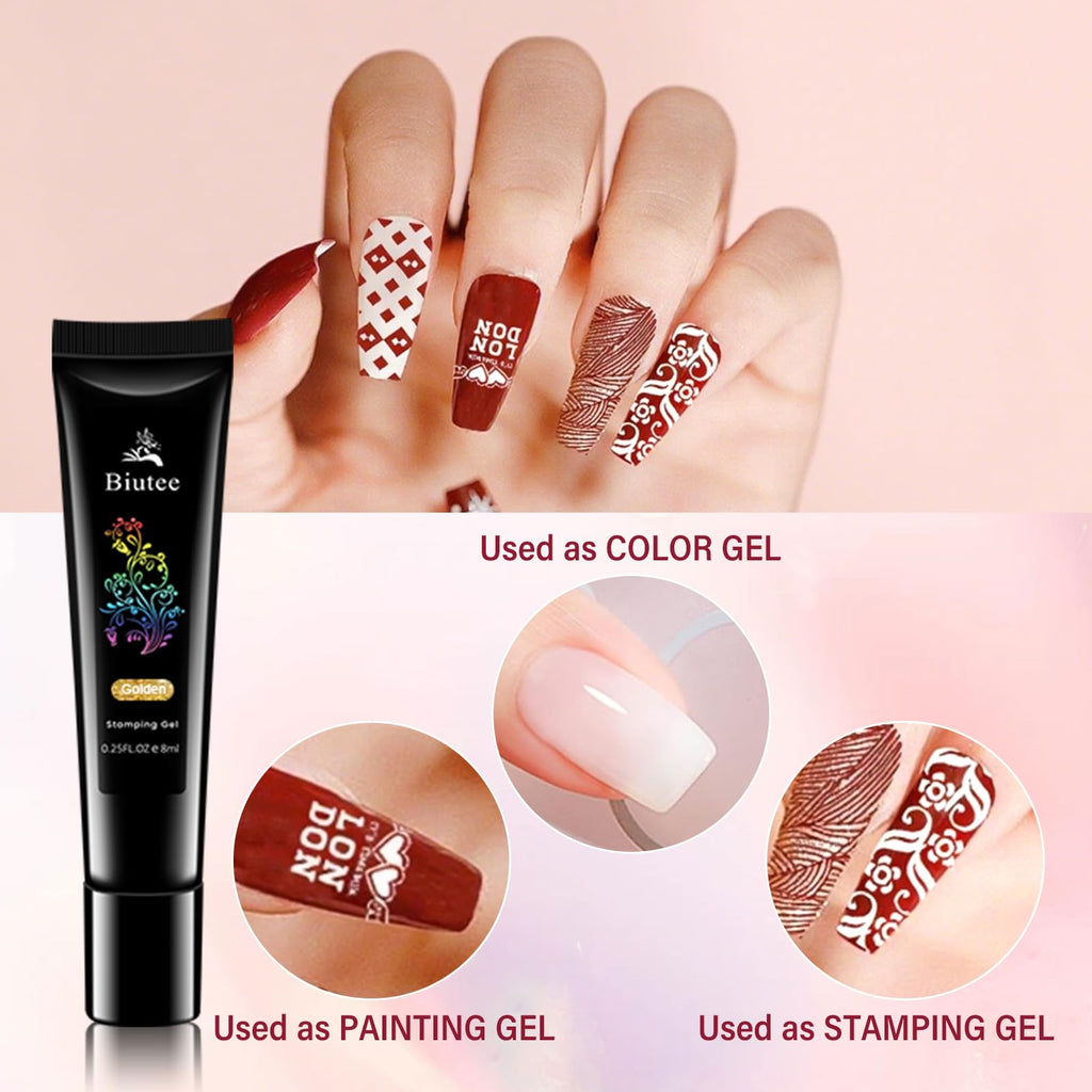 Biutee Nail Stamping Plates Set – 12 Plates, 8 Colors, Stamper & Scraper
