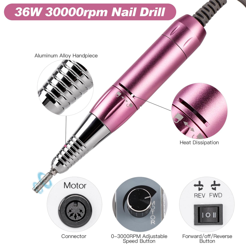Biutee 5-in-1 Nail Dust Collector — 80W Vacuum, 30,000 RPM Drill, UV/LED Lamp