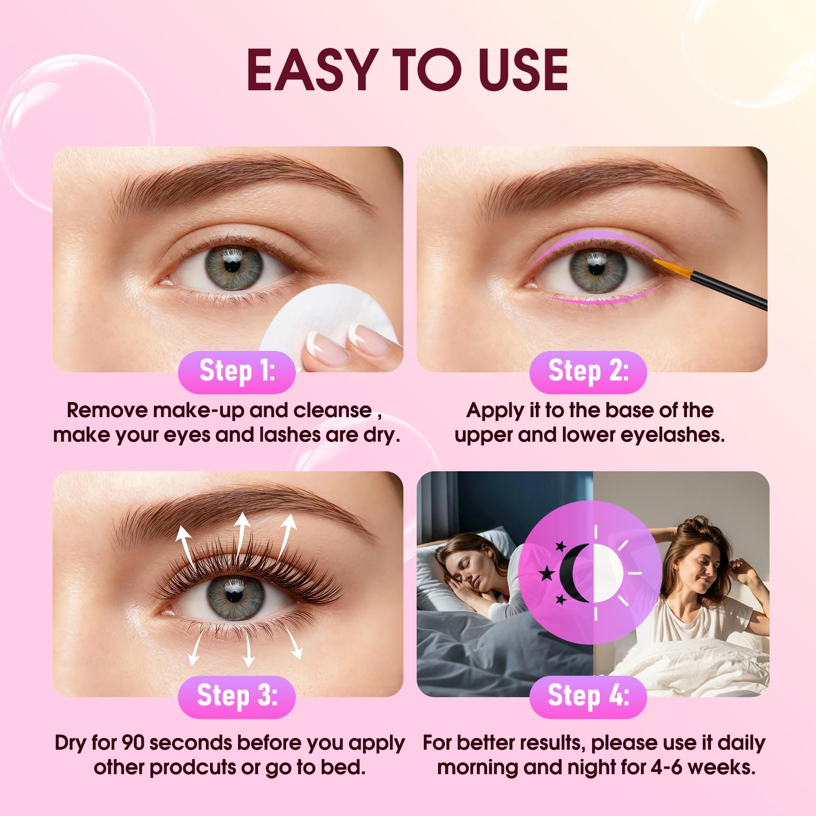 Biysber Lash Serum for Eyelash Growth – Longer, Fuller Lashes & Brows (5 mL) – Gentle & Vegan