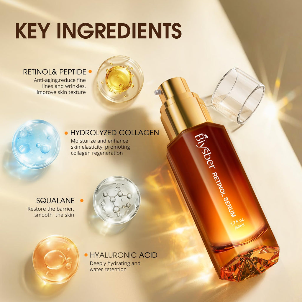 BIYSBER Retinol Collagen Serum for Face – Anti-Aging, Hydration & Firming (1.7 fl oz)