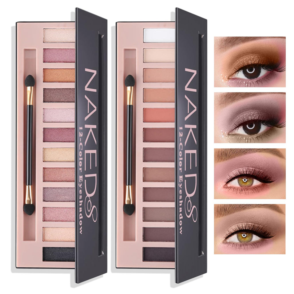 BKPPLZP 12-Color Naked Eyeshadow Palette – Nude Matte & Glitter Eye Shadow Set with Contour Stick