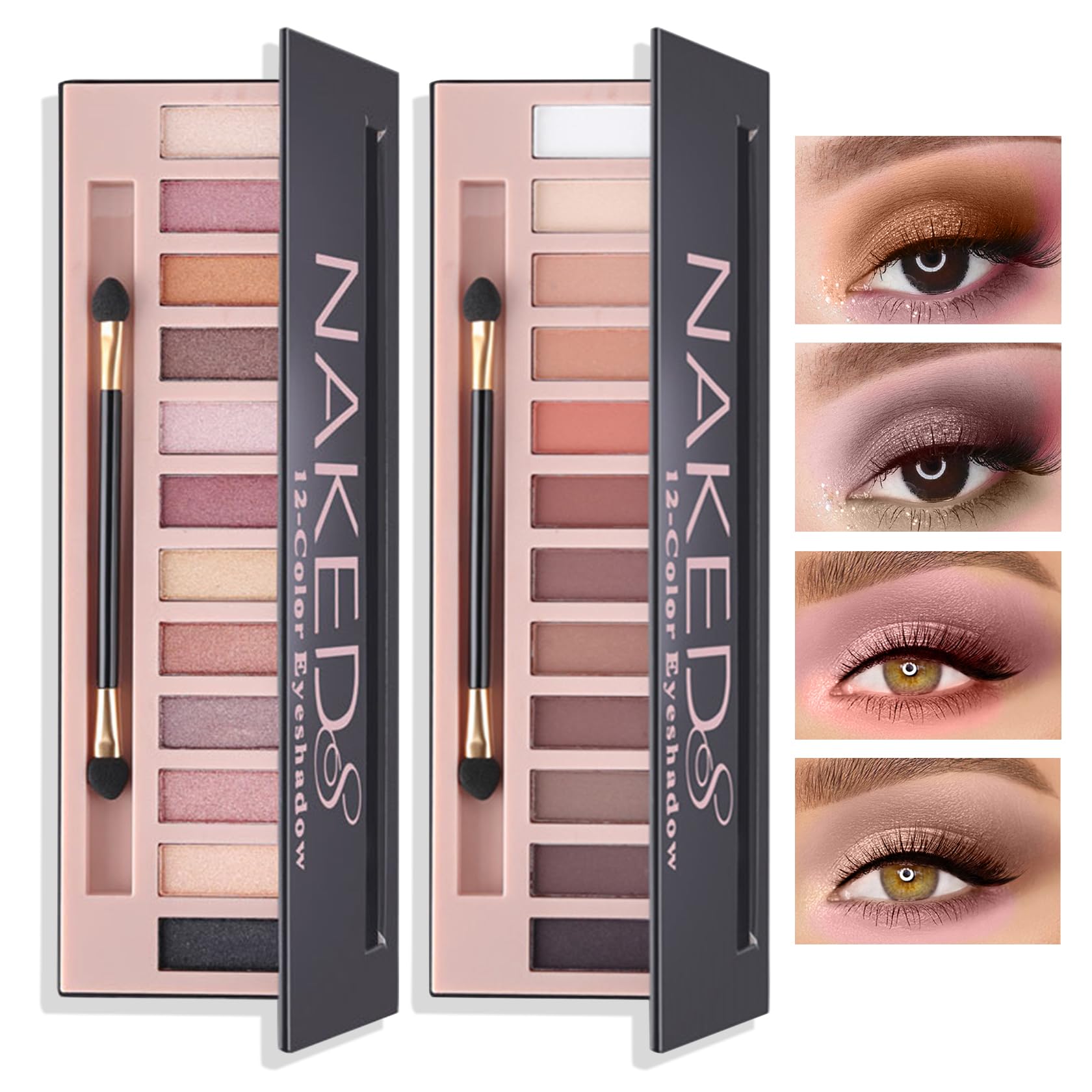 BKPPLZP 12-Color Naked Eyeshadow Palette – Nude Matte & Glitter Eye Shadow Set with Contour Stick