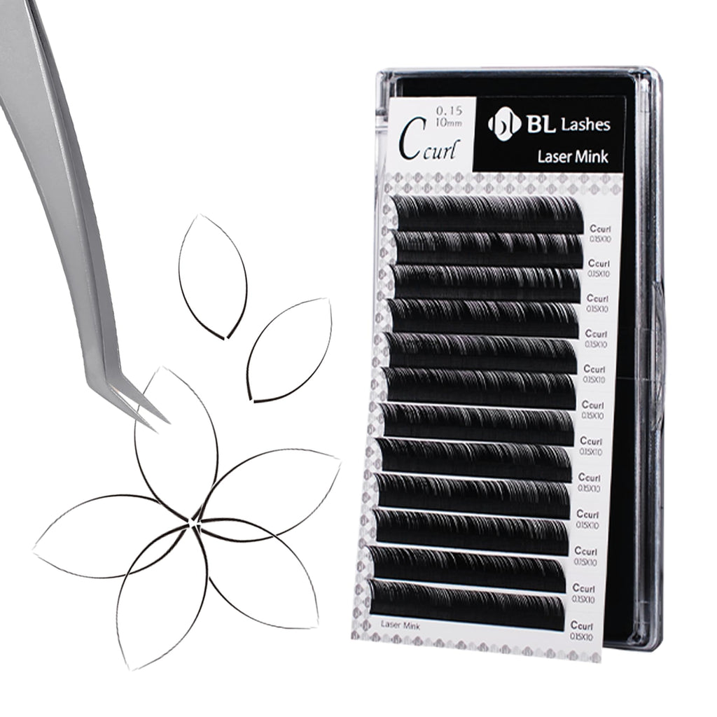 BL BL Laser Mink Classic Lashes – 0.15mm Thick, C Curl, 12mm Length | Natural Semi-Permanent Eyelashes
