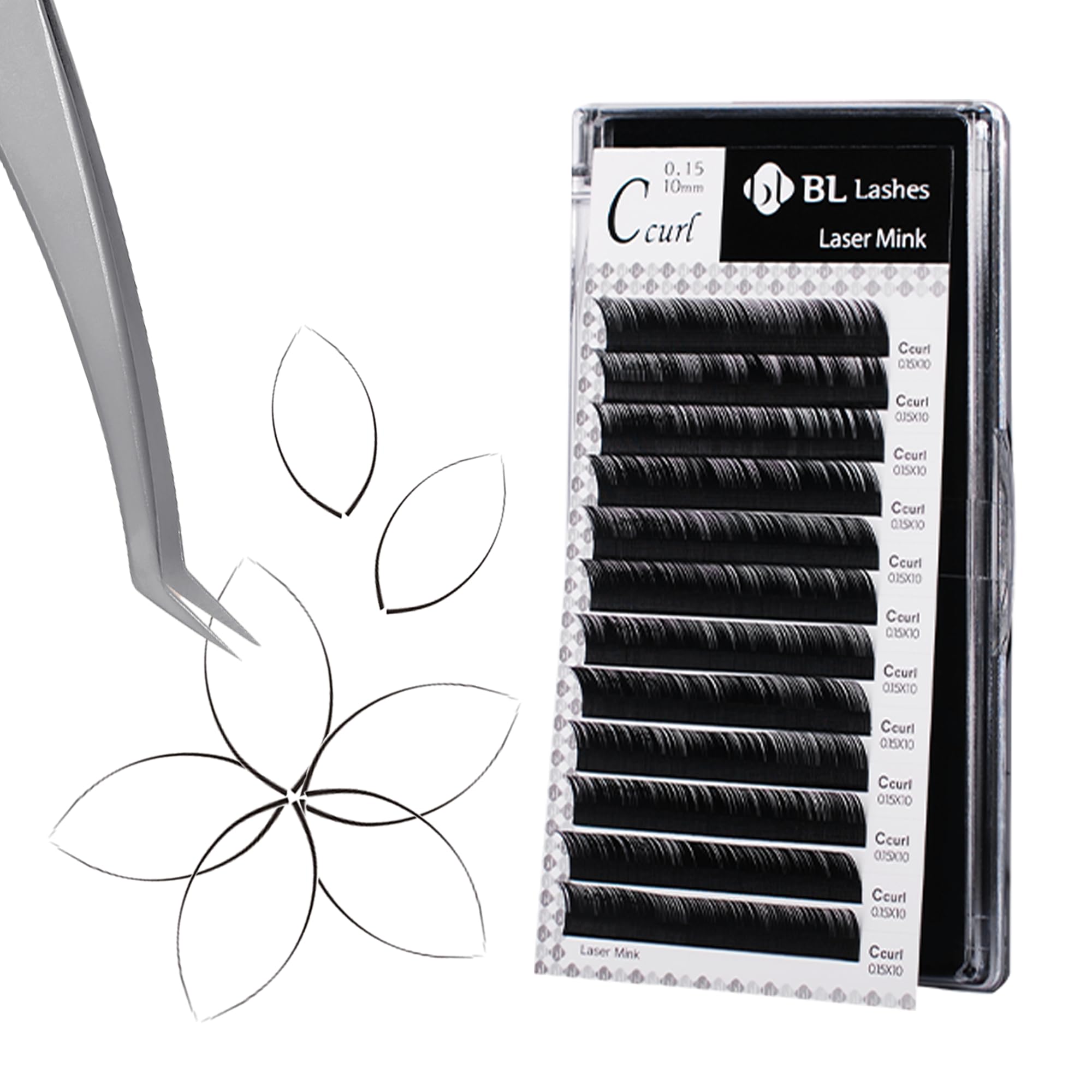 BL BL Laser Mink Classic Lashes – 0.15mm Thick, C Curl, 12mm Length | Natural Semi-Permanent Eyelashes