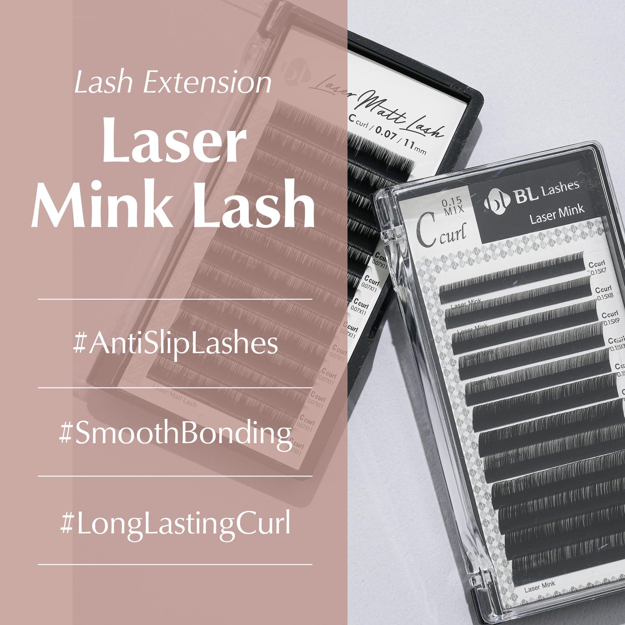 BL Laser Mink Classic Lashes – 0.15mm Thickness, D Curl, 12mm | Natural Semi-Permanent Eyelashes