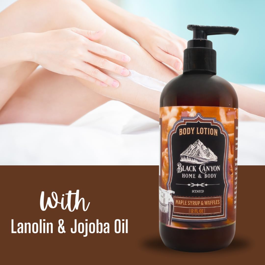 Black Canyon Maple Syrup and Waffles Scented Body Lotion – 12 Oz with Lanolin and Jojoba Oil