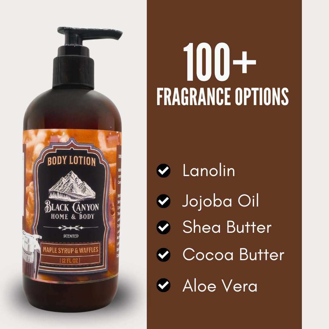 Black Canyon Maple Syrup and Waffles Scented Body Lotion – 12 Oz with Lanolin and Jojoba Oil