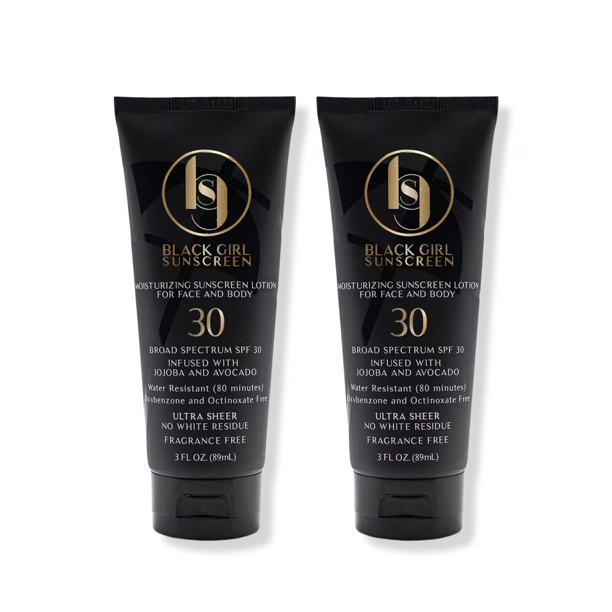 Black Girl Sunscreen SPF 30 for Face & Body – Moisturizing Sun Lotion, No White Cast, 3 fl oz (2-Pack)
