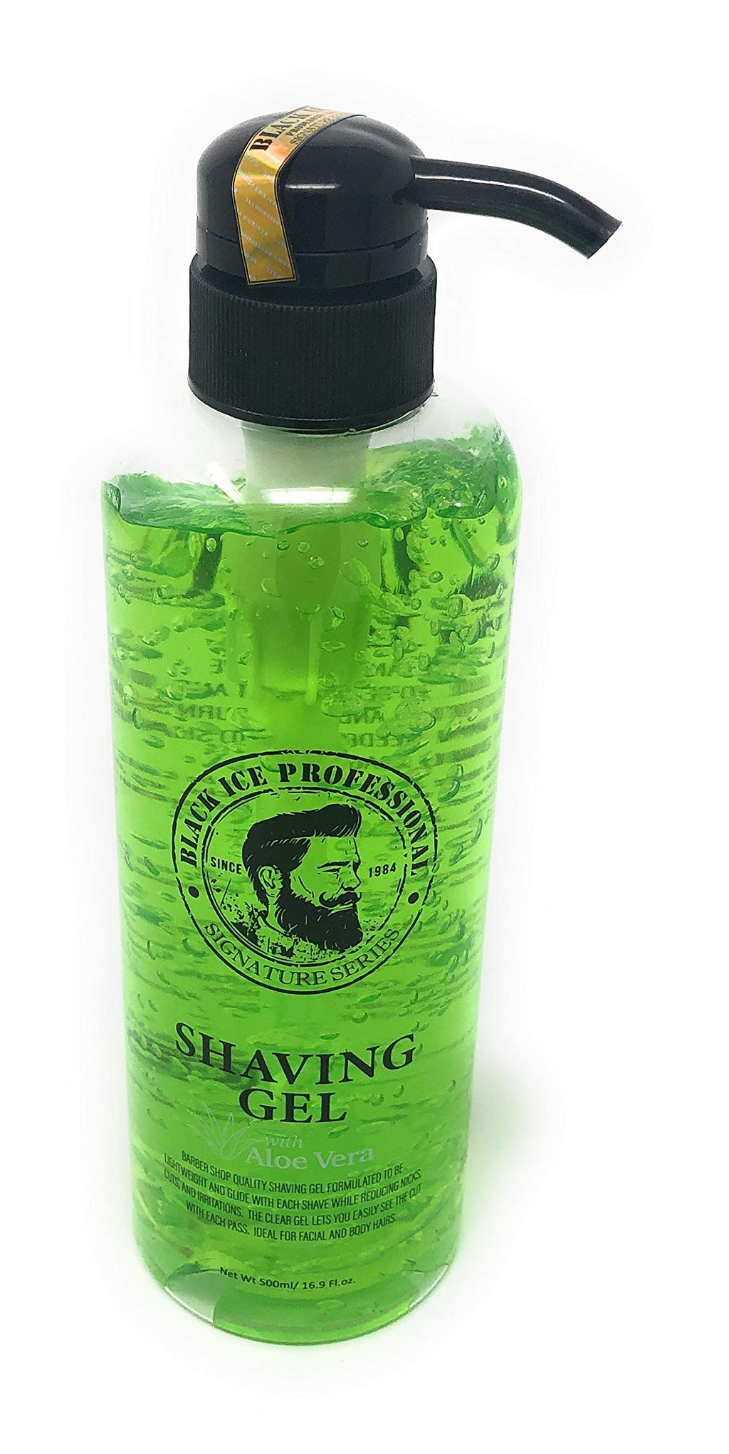 Black Ice Professional Shaving Gel with Aloe Vera – Clear Gel for Visible, Smooth Shave | 16.9 Fl oz