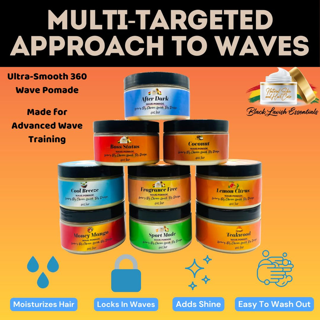 Black Lavish Essentials 360 Wave Pomade - Ultra-Smooth, Strong Hold (4oz)
