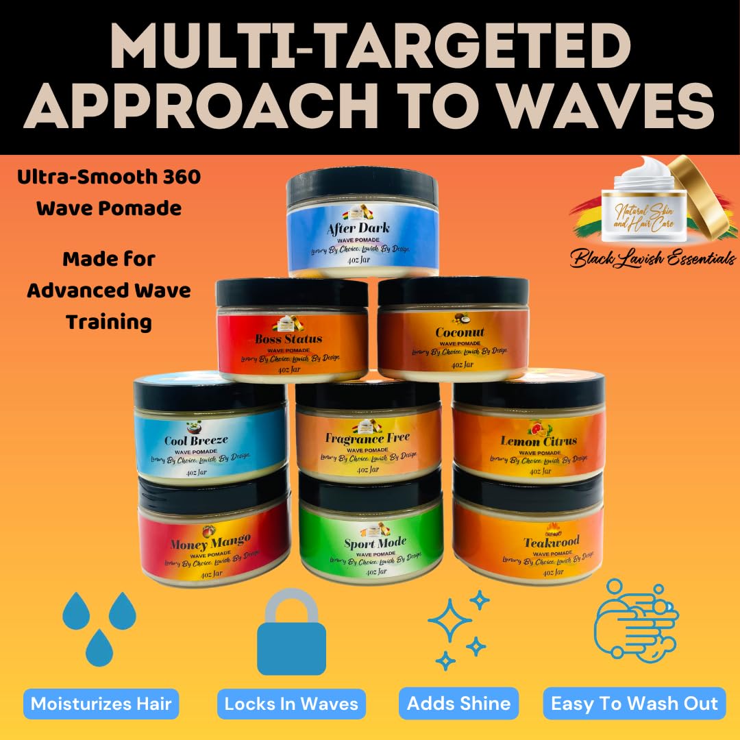 Black Lavish Essentials 360 Wave Pomade - Ultra-Smooth, Strong Hold (4oz)