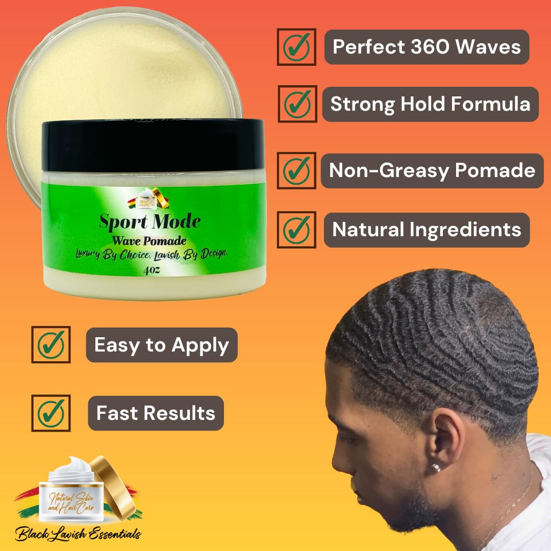Black Lavish Essentials 360 Wave Pomade - Ultra-Smooth, Strong Hold (4oz)