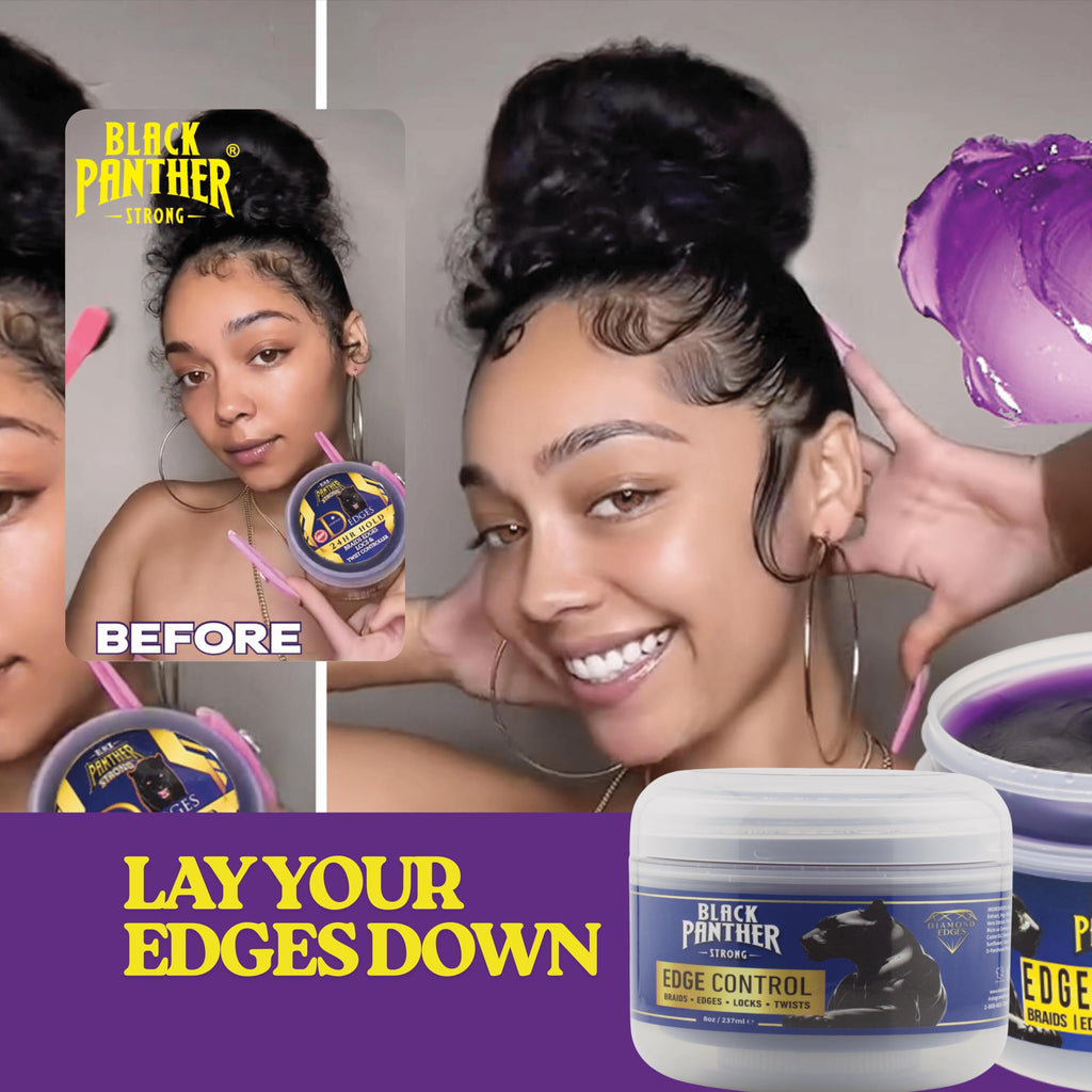 Black Panther Extra Hold Braiding Gel – Strong Edge Control (8oz + 4oz) | BLACK PANTHER STRONG DIAMOND EDGES