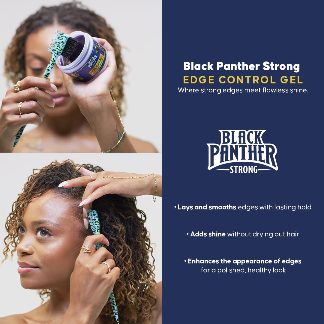 Black Panther Extra Hold Braiding Gel – Strong Edge Control (8oz + 4oz) | BLACK PANTHER STRONG DIAMOND EDGES