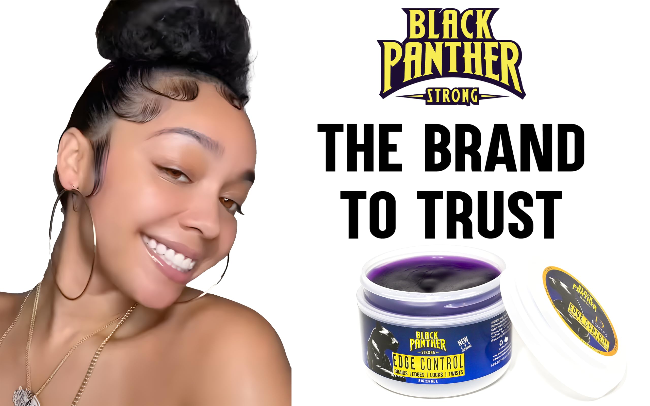 Black Panther Strong Diamond Edges Edge Control – Flexible Hold for Natural & Relaxed Hair | 4C Edge Gel