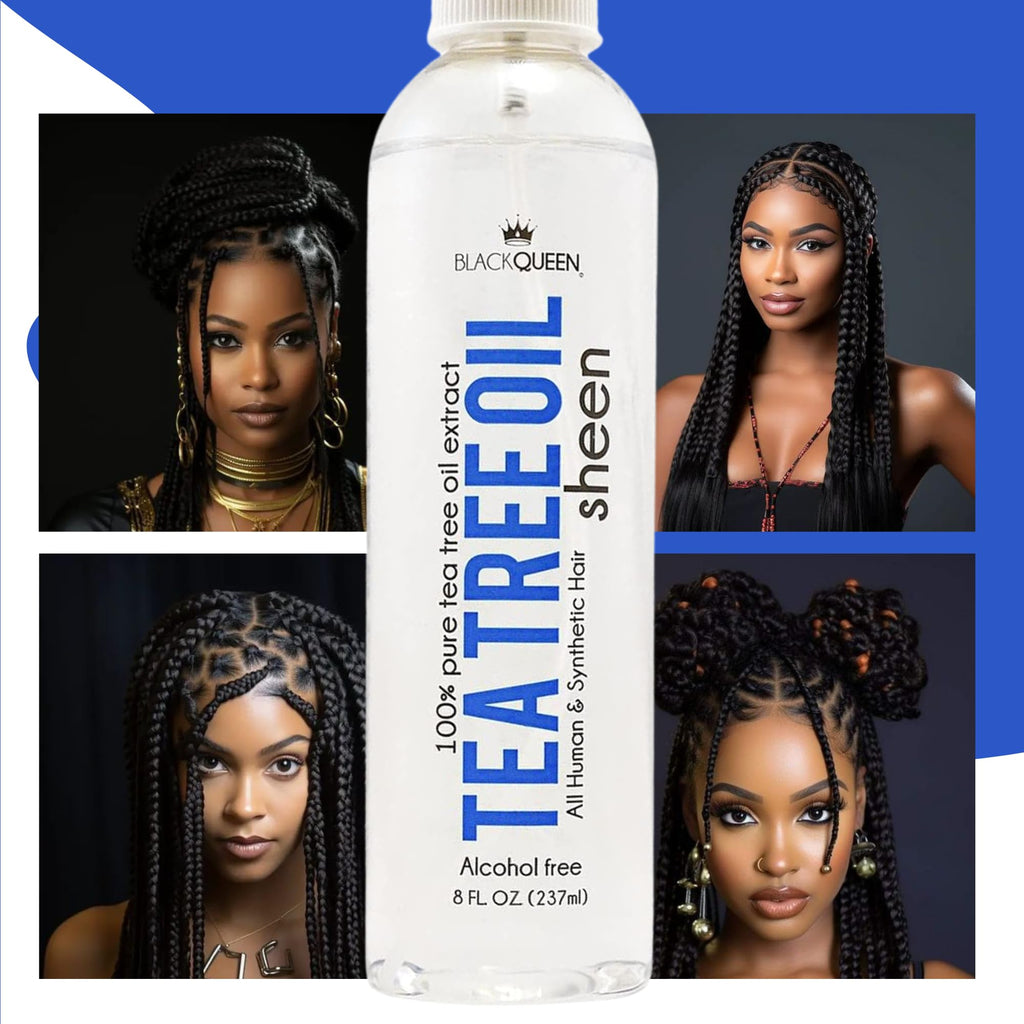 Black Queen Tea Tree Oil Sheen Spray for Locs – Moisturizing, Non-Greasy Shine, USA Made 8 oz