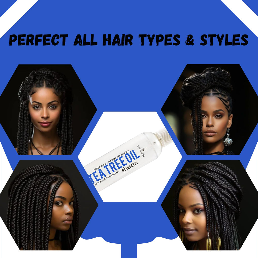 Black Queen Tea Tree Oil Sheen Spray for Locs – Moisturizing, Non-Greasy Shine, USA Made 8 oz
