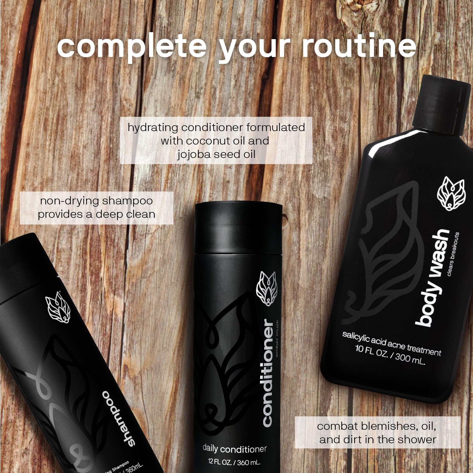 Black Wolf 2-Pack Moisturizing Body Wash – Hydrating Cleanser for Dry & Sensitive Skin