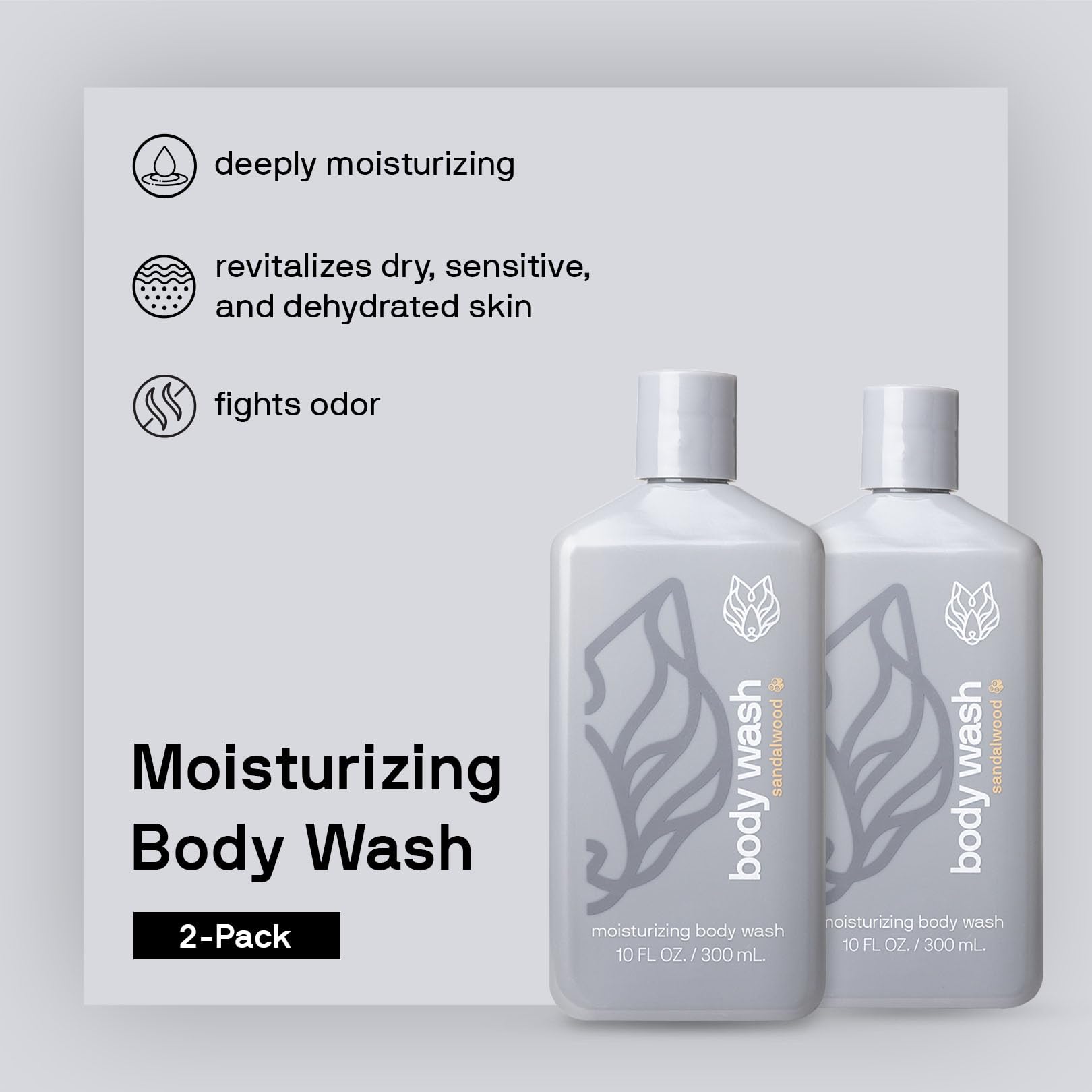 Black Wolf 2-Pack Moisturizing Body Wash – Hydrating Cleanser for Dry & Sensitive Skin