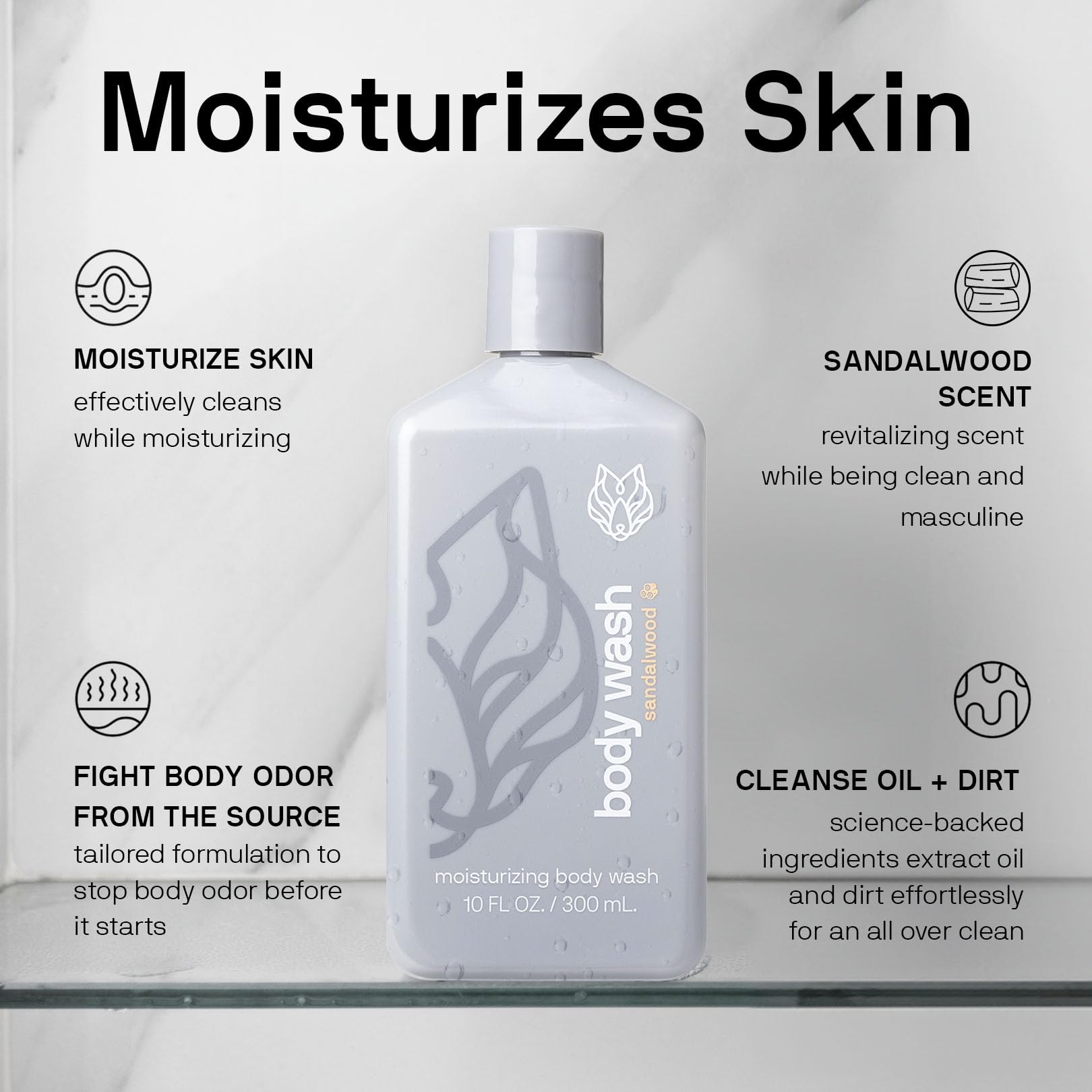 Black Wolf 2-Pack Moisturizing Body Wash – Hydrating Cleanser for Dry & Sensitive Skin