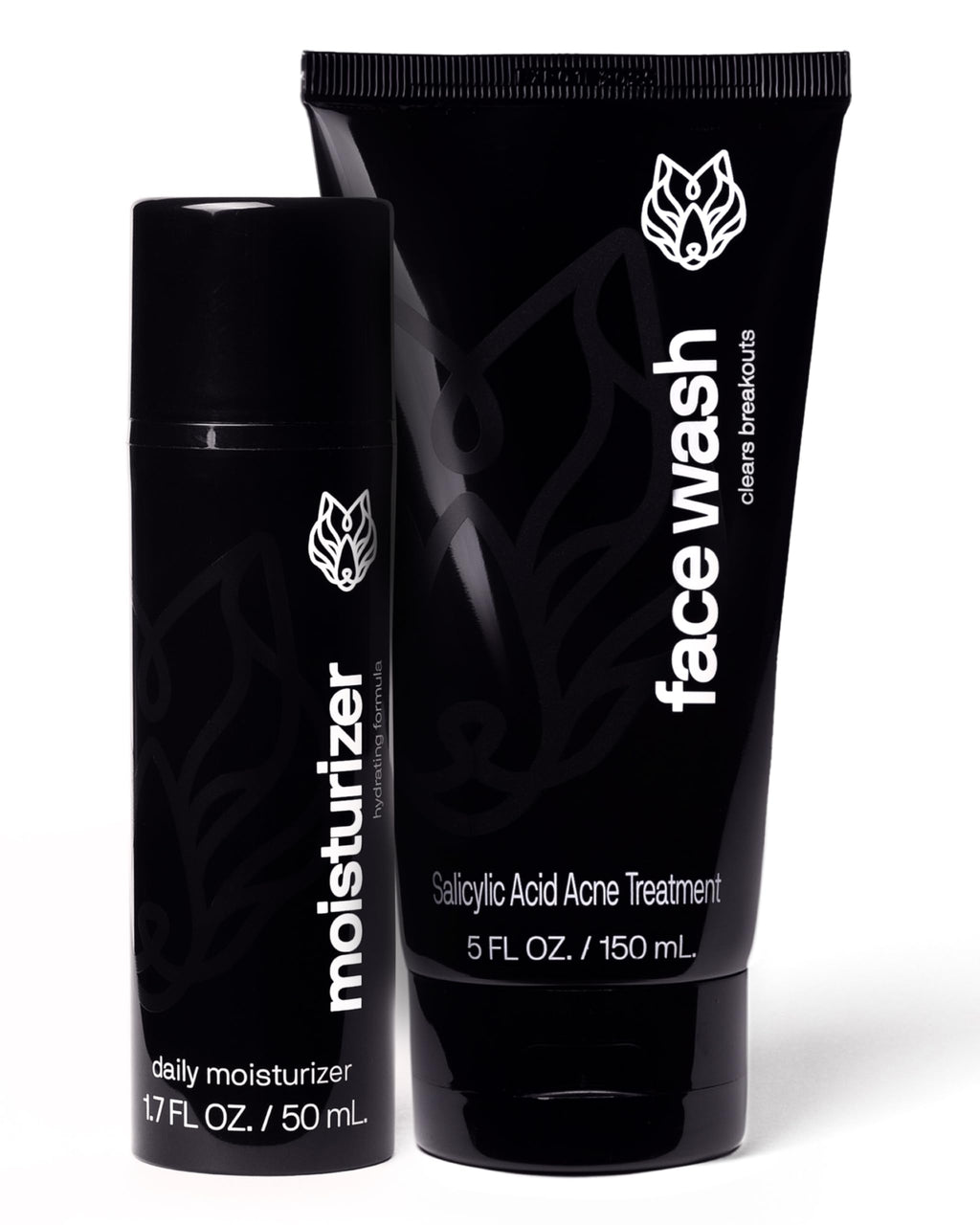 Black Wolf Charcoal Face Wash & Oil-Free Moisturizer Gel Bundle for Oily Skin — Deep Clean + Lightweight Hydration