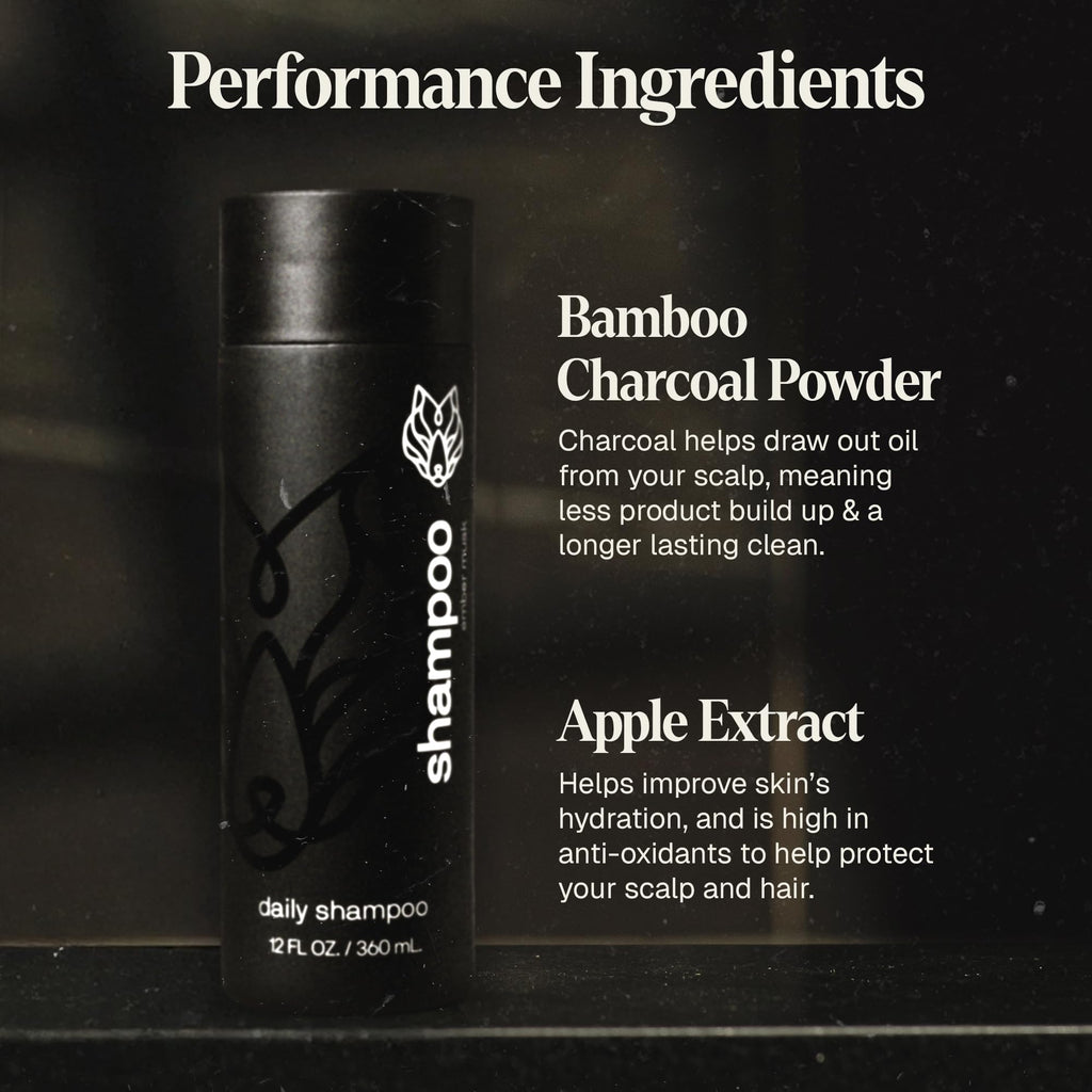 Black Wolf Men’s Shampoo for Oily Hair – Charcoal-Infused Oil Control, 12 oz