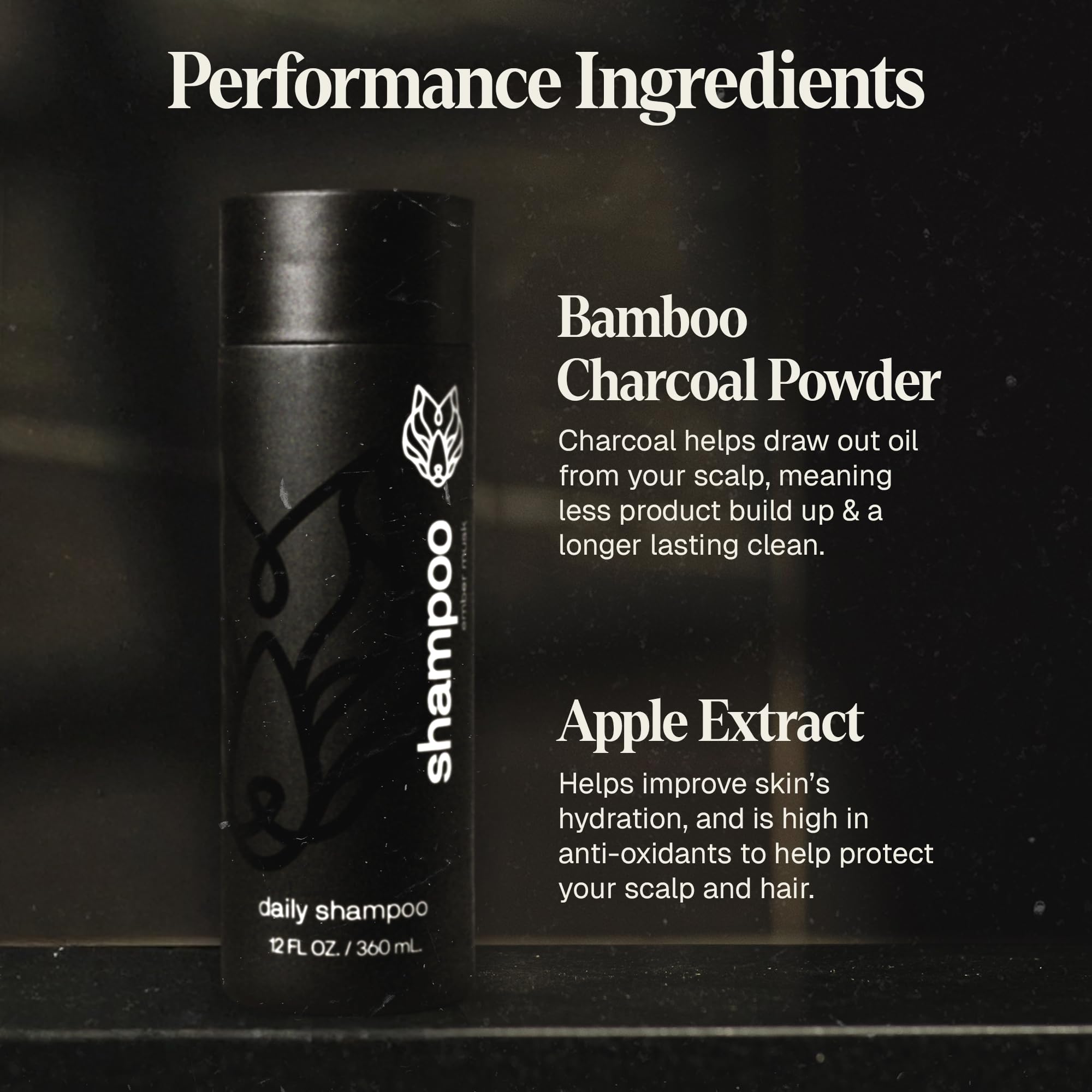 Black Wolf Men’s Shampoo for Oily Hair – Charcoal-Infused Oil Control, 12 oz