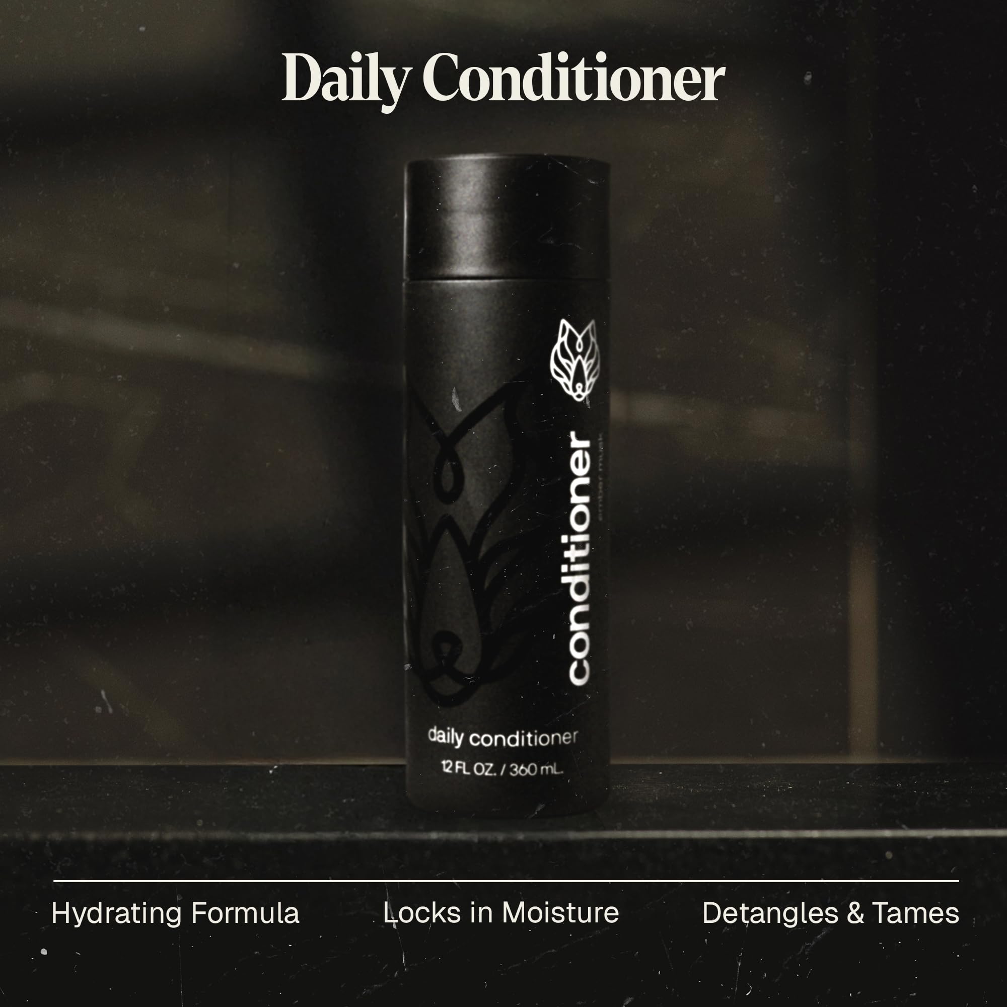 Black Wolf Everyday Conditioner, 12 Fl Oz – Salon-Grade for Men | Detangles & Moisturizes