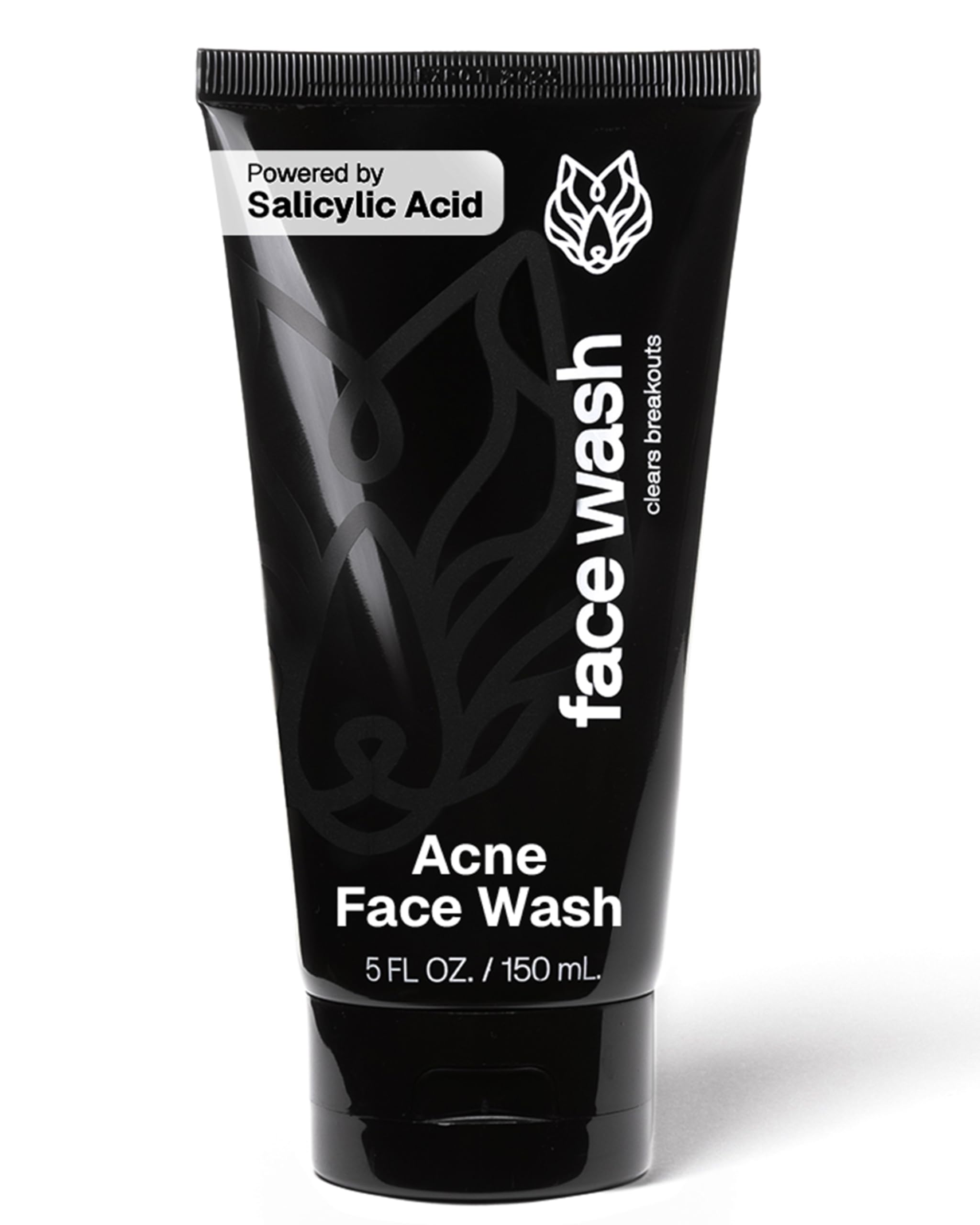 Black Wolf Salicylic Acid Acne Face Wash for Men – Charcoal Cleanser & Gentle Exfoliator