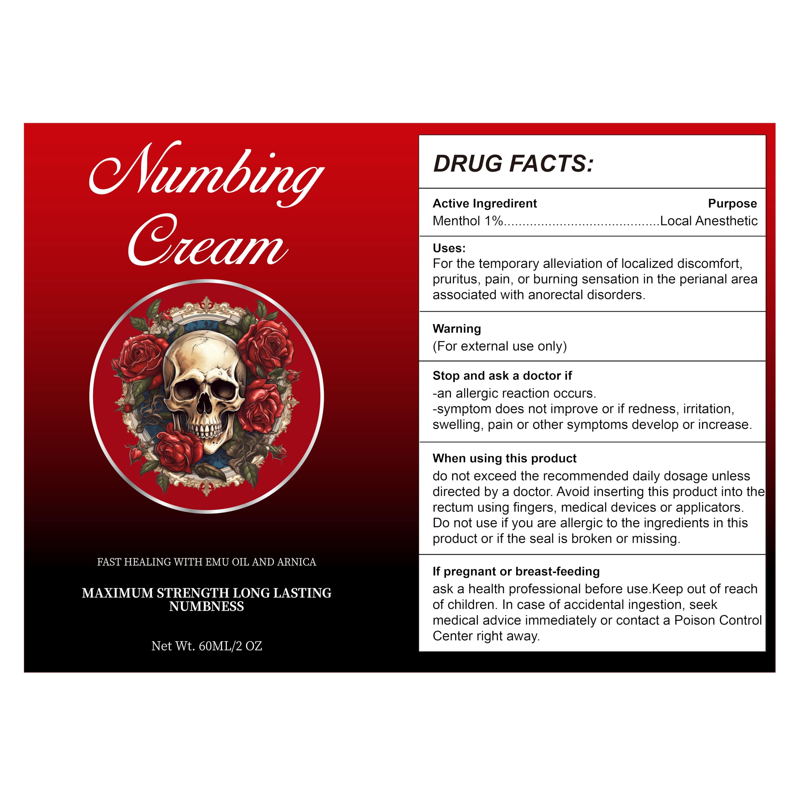 BlackCaves Numbing Cream – Maximum Strength Skin Numbing with Emu Oil & Arnica, 60ml