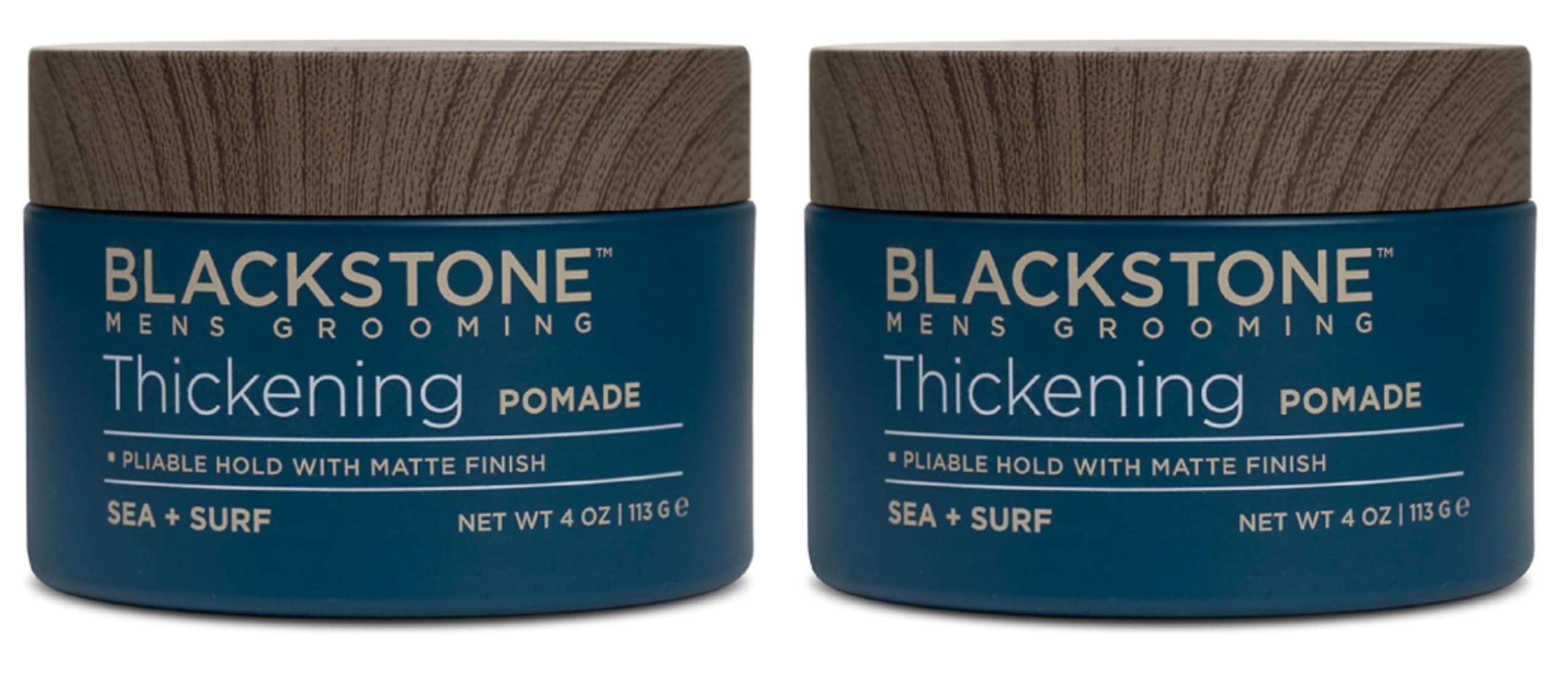 Blackstone Men's Grooming Thickening Pomade – Pliable Hold, Matte Finish, Sea + Surf Scent | Made in USA
