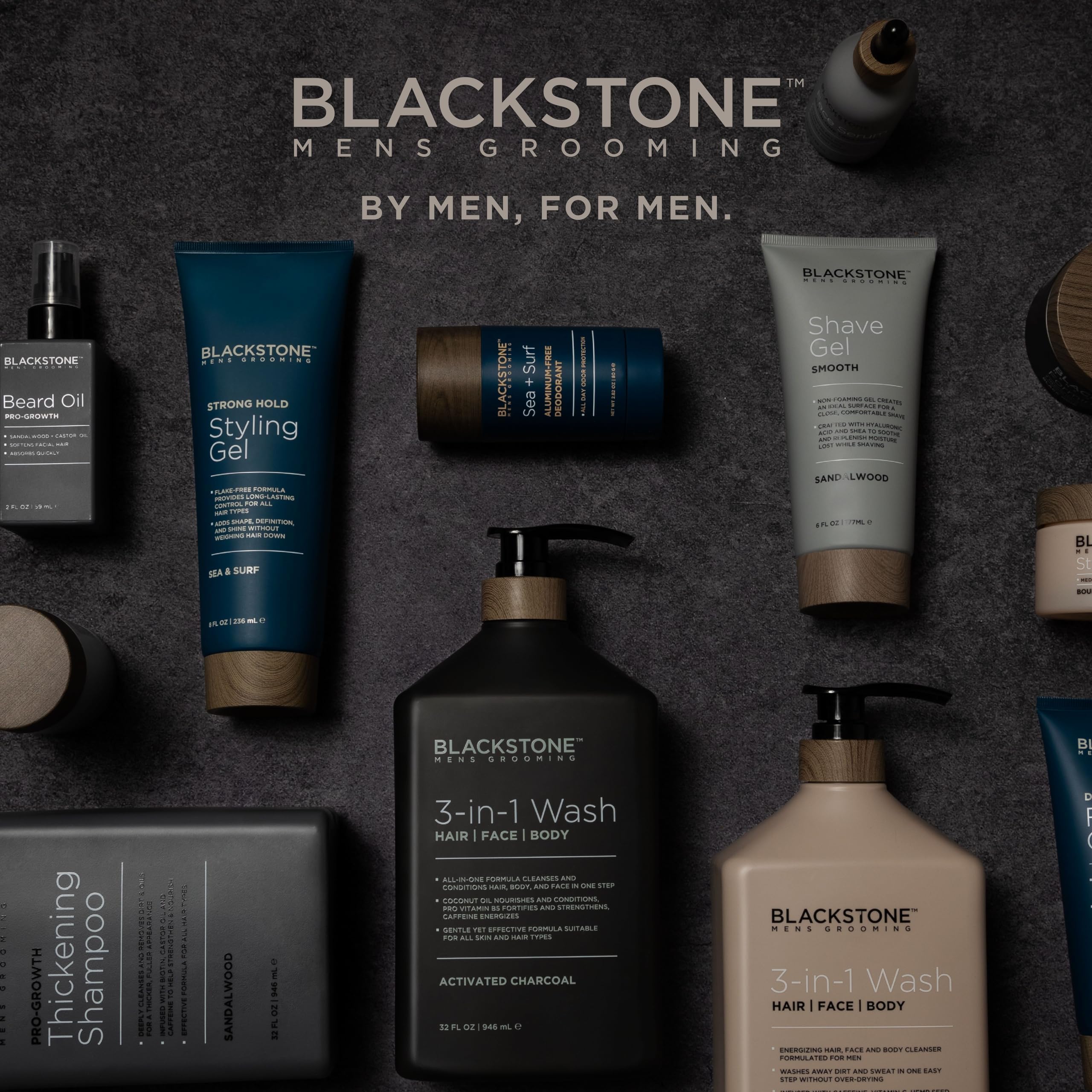 Blackstone Men's Grooming Thickening Pomade – Pliable Hold, Matte Finish, Sea + Surf Scent | Made in USA