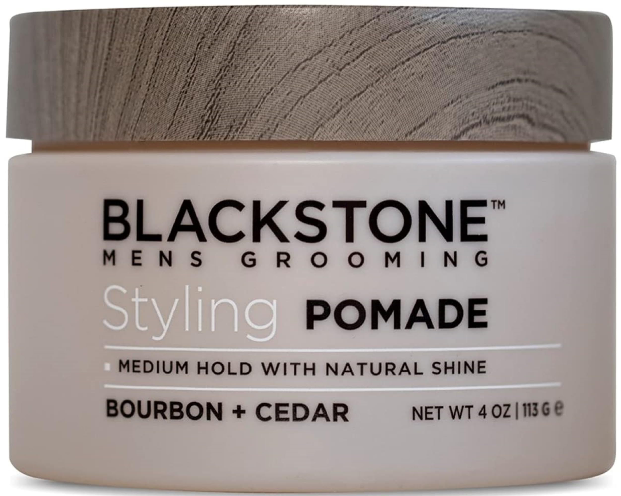 Blackstone Men’s Grooming Pomade – Medium Hold, Natural Shine | Made in USA, Bourbon + Cedar