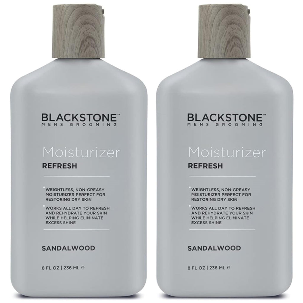 Blackstone Men's Grooming Refresh Facial Moisturizer – Hyaluronic Acid, Peppermint & Vitamin E | 8 oz x2