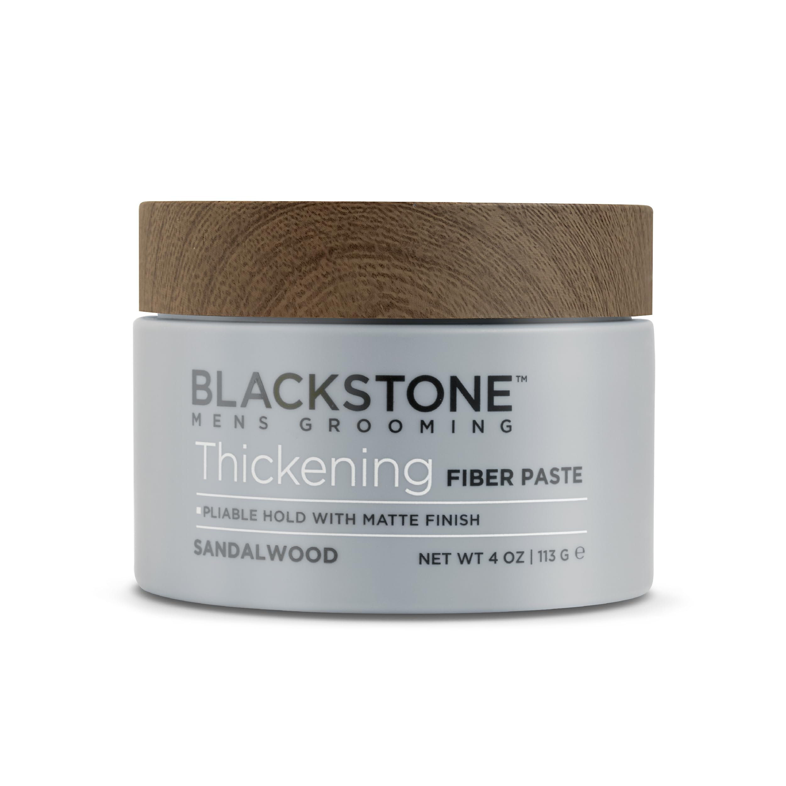 Blackstone Men's Grooming Thickening Fiber Paste Gel – Pliable Hold, Matte Finish, Volume Boost | Paraben & Cruelty Free | Made in USA, Sandalwood (4 oz)
