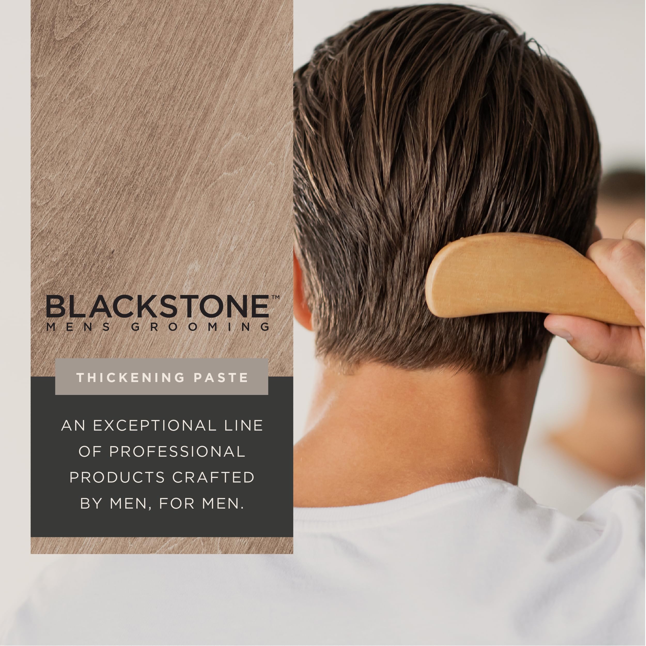Blackstone Men's Grooming Thickening Fiber Paste Gel – Pliable Hold, Matte Finish, Volume Boost | Paraben & Cruelty Free | Made in USA, Sandalwood (4 oz)